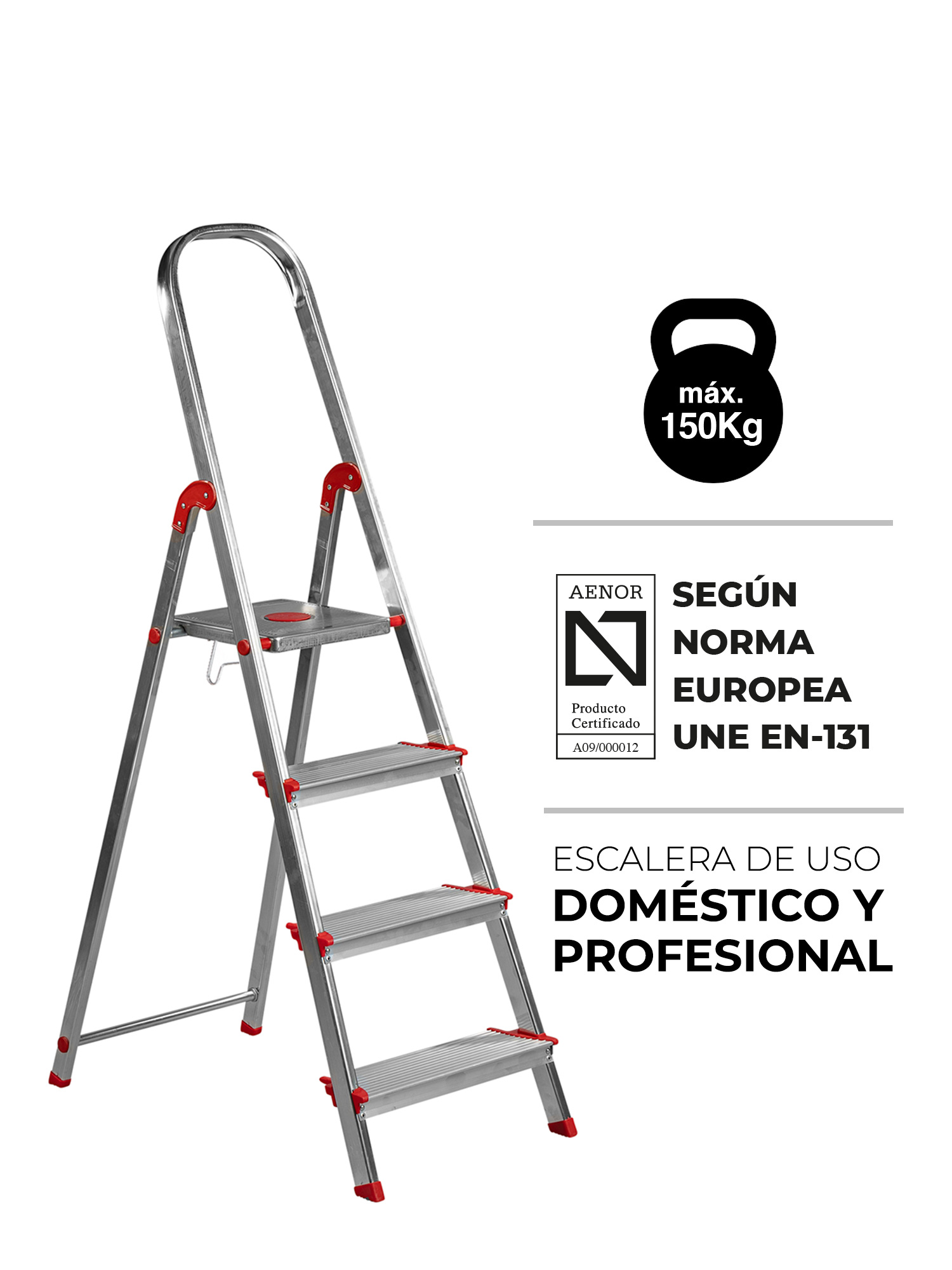 Escalera Aluminio Rolser Norma Tecnica 4 Peldaños