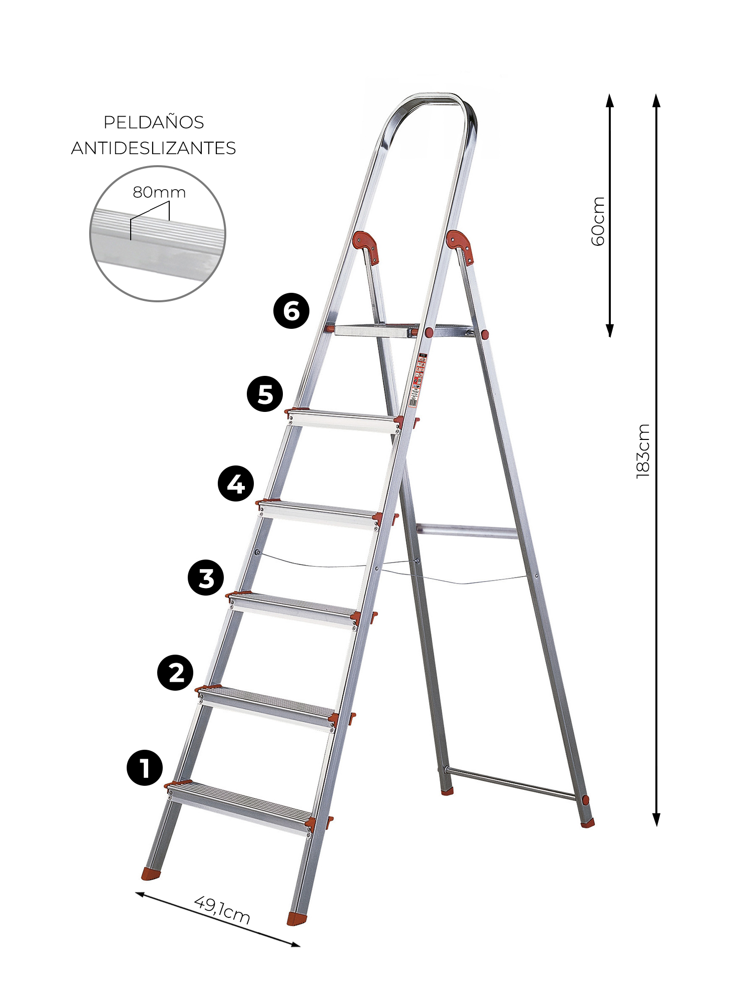 Escalera Aluminio Rolser Unica 6 Peldaños