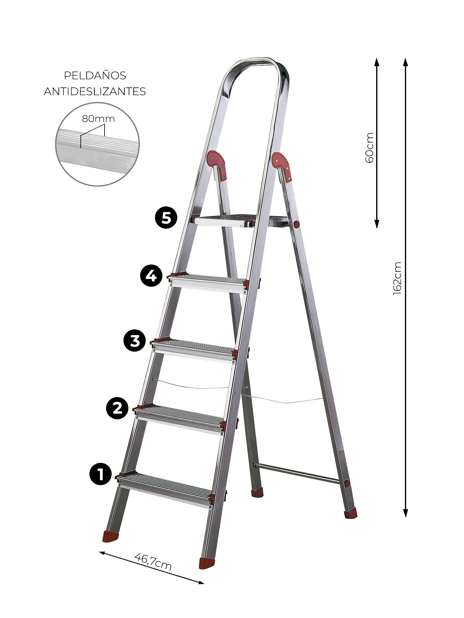 Escalera Aluminio Rolser Unica 5 Peldaños