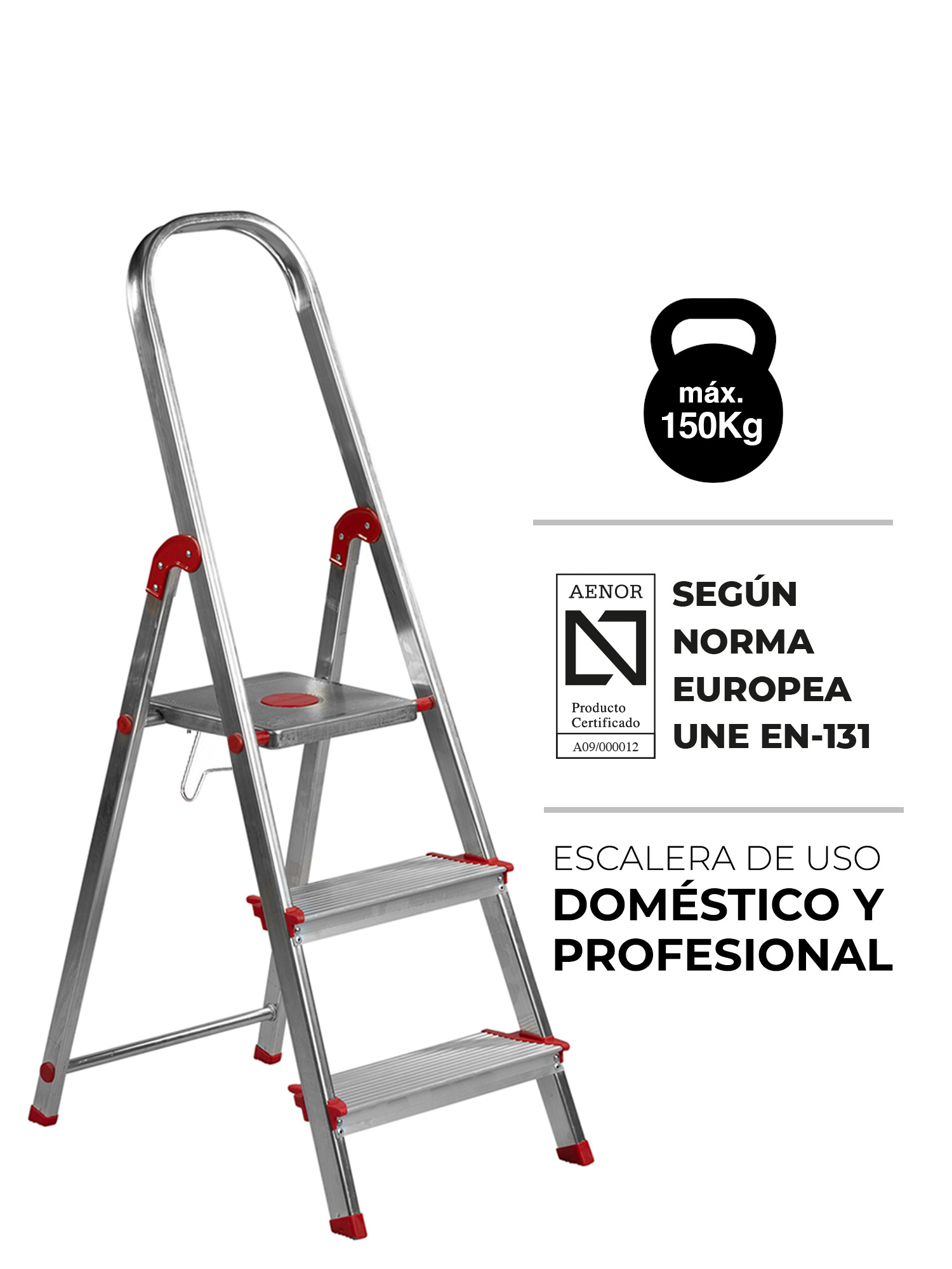 Escalera Aluminio Rolser Norma Tecnica 3 Peldaños